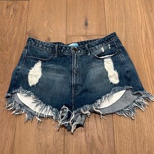 SHOW ME YOUR MUMU WYOMING HIGH WAISTED SHORTS IN SURF